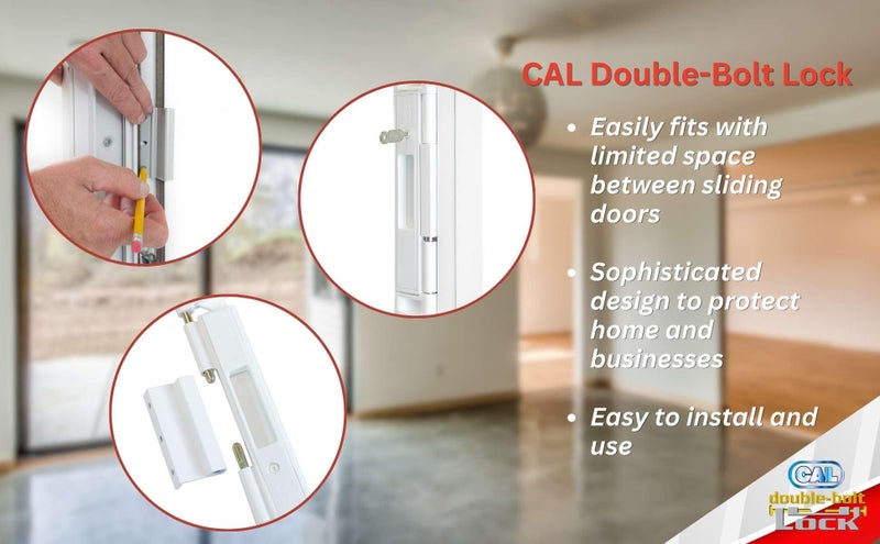 CAL DOUBLE-BOLT LOCK Double Bolt Lock for Sliding Glass Doors - Newly Patented - Advanced Technology to Keep Your Family Safe and Secure - High Security Lock - Virtually Burglar Proof (White) - Image 5